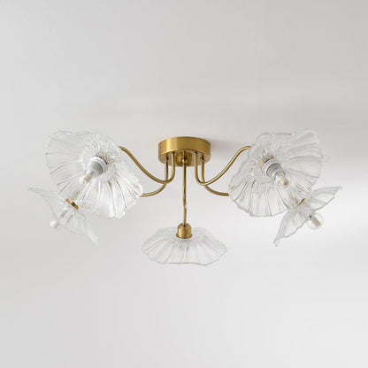 Glass Ceiling Lamp with Lotus Leaf Design